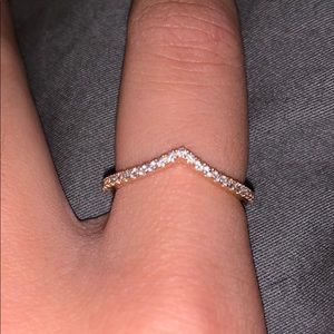 Rose Gold Sparkling Wishbone Ring